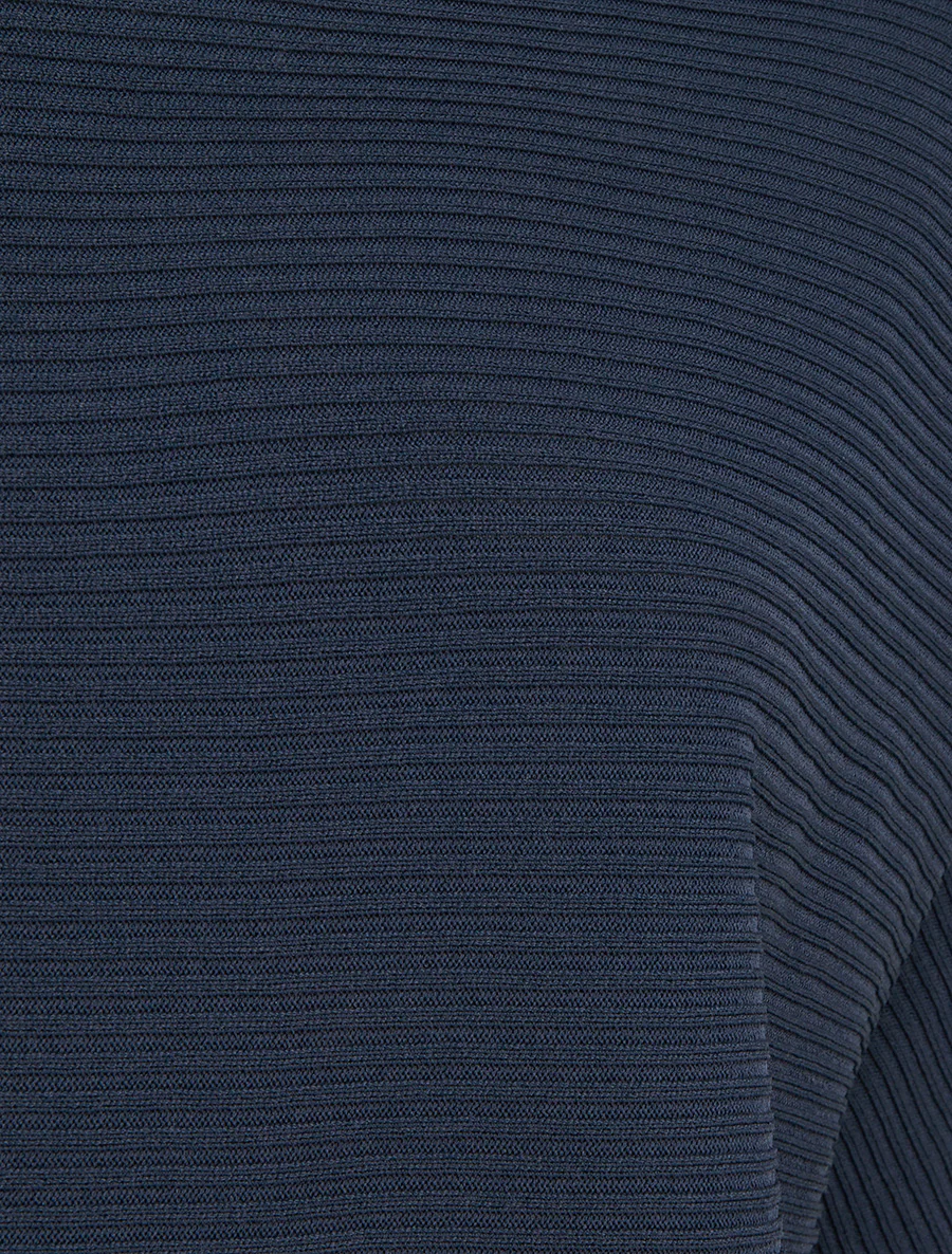 Getextureerde top met korte mouwen - Marine - Image 3