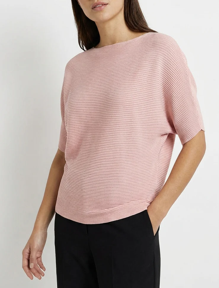 Getextureerde top met korte mouwen - Roos - Image 4