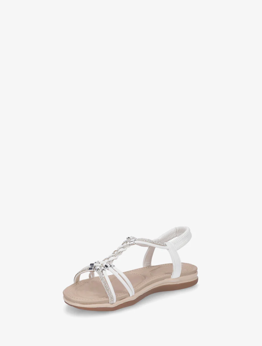 Gevlochten en met stras versierde sandalen. - Wit - Image 3