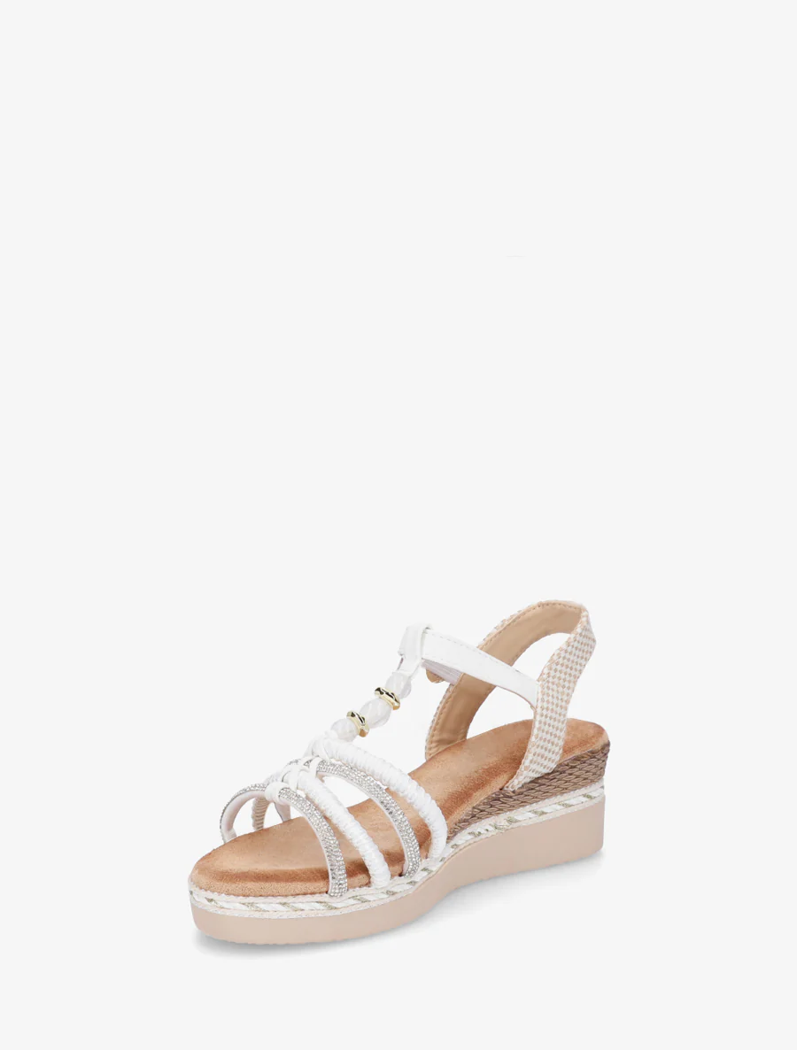 Gevlochten en met strass versierde sandalen - Wit - Image 3