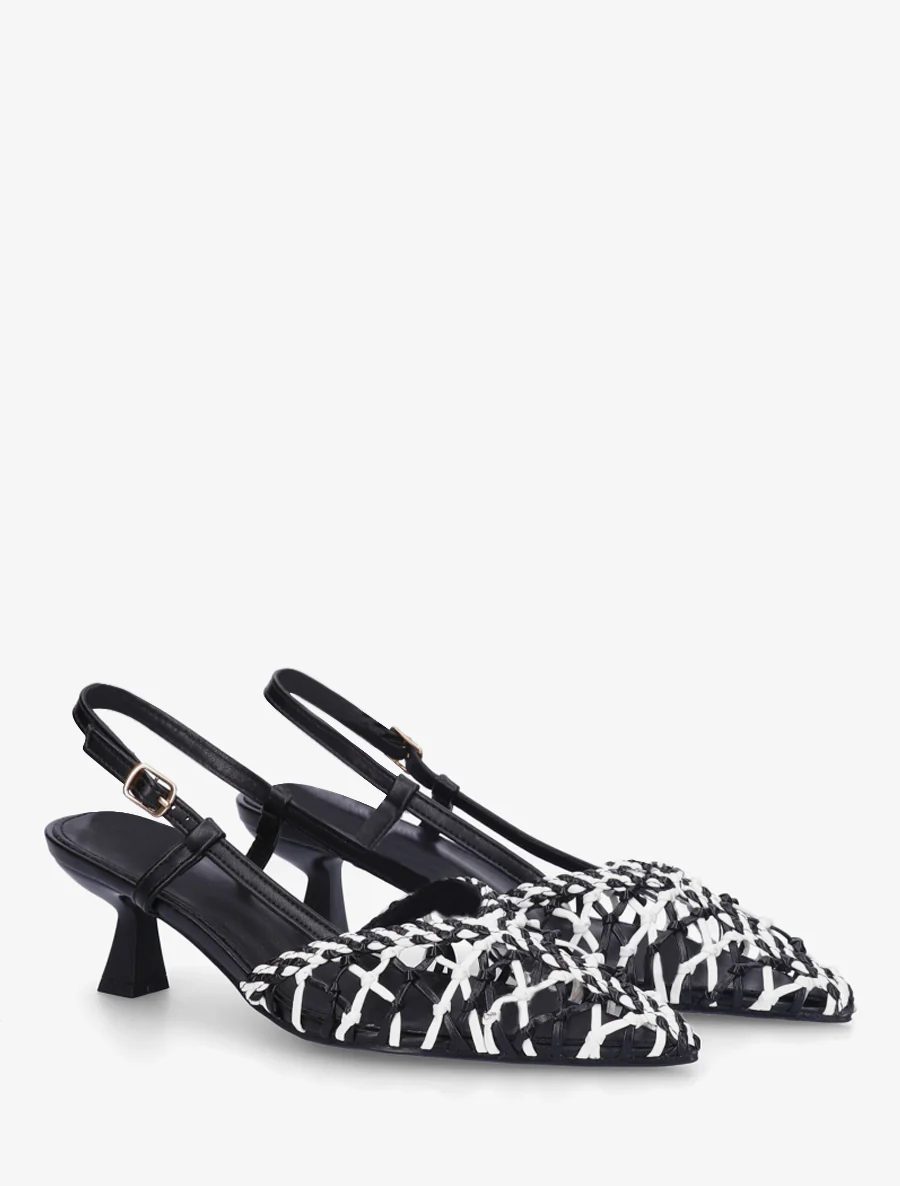 Gevlochten pumps van imitatieleer - Zwart - Image 4
