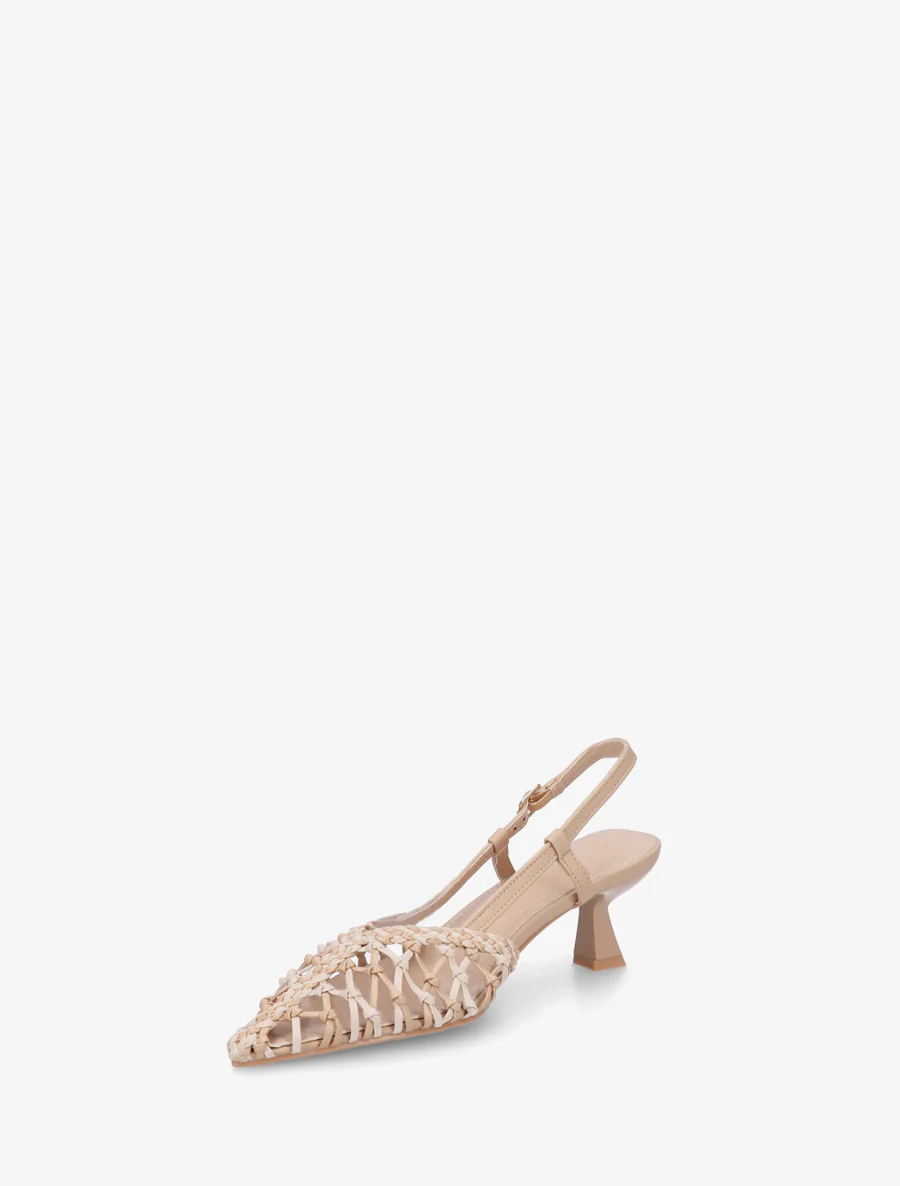 Gevlochten pumps van imitatieleer - Beige - Image 3