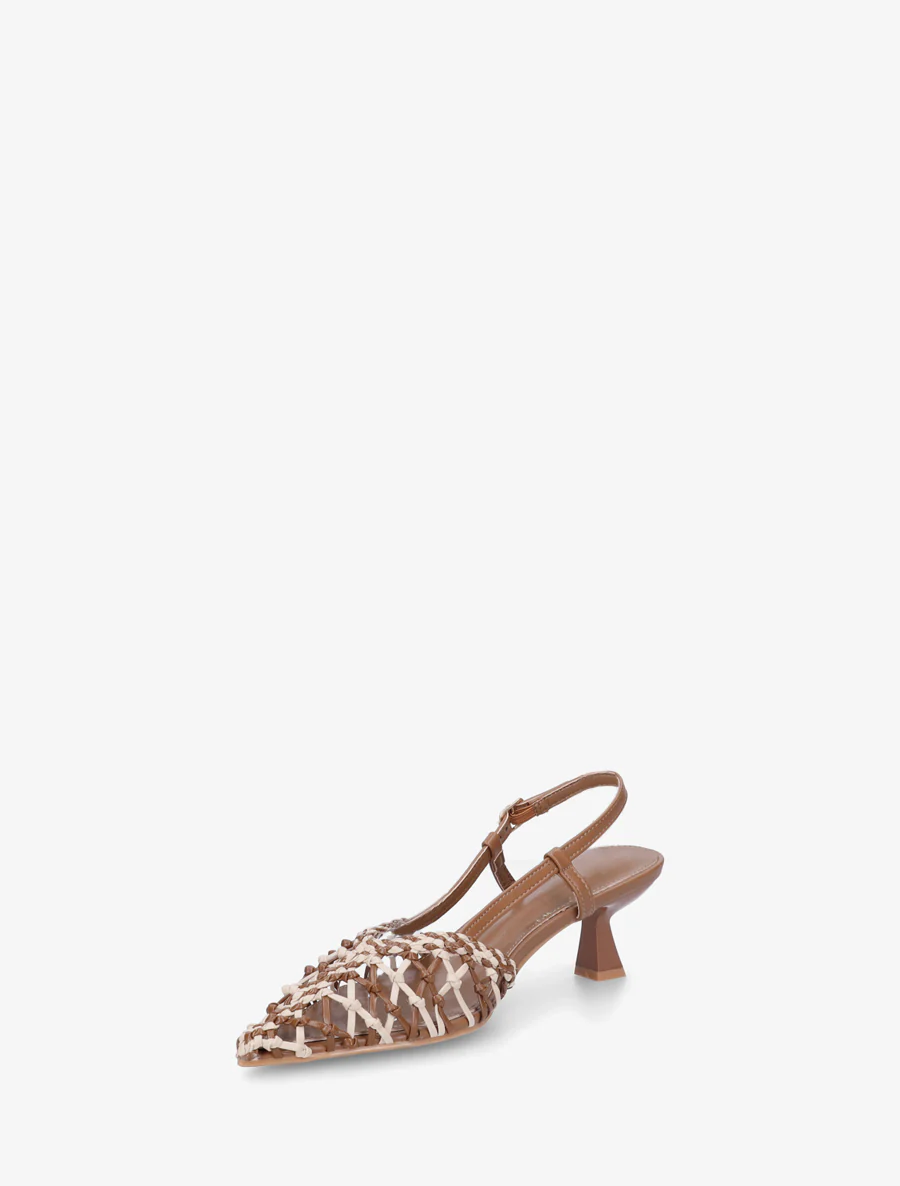 Gevlochten pumps van imitatieleer - Bruin - Image 3