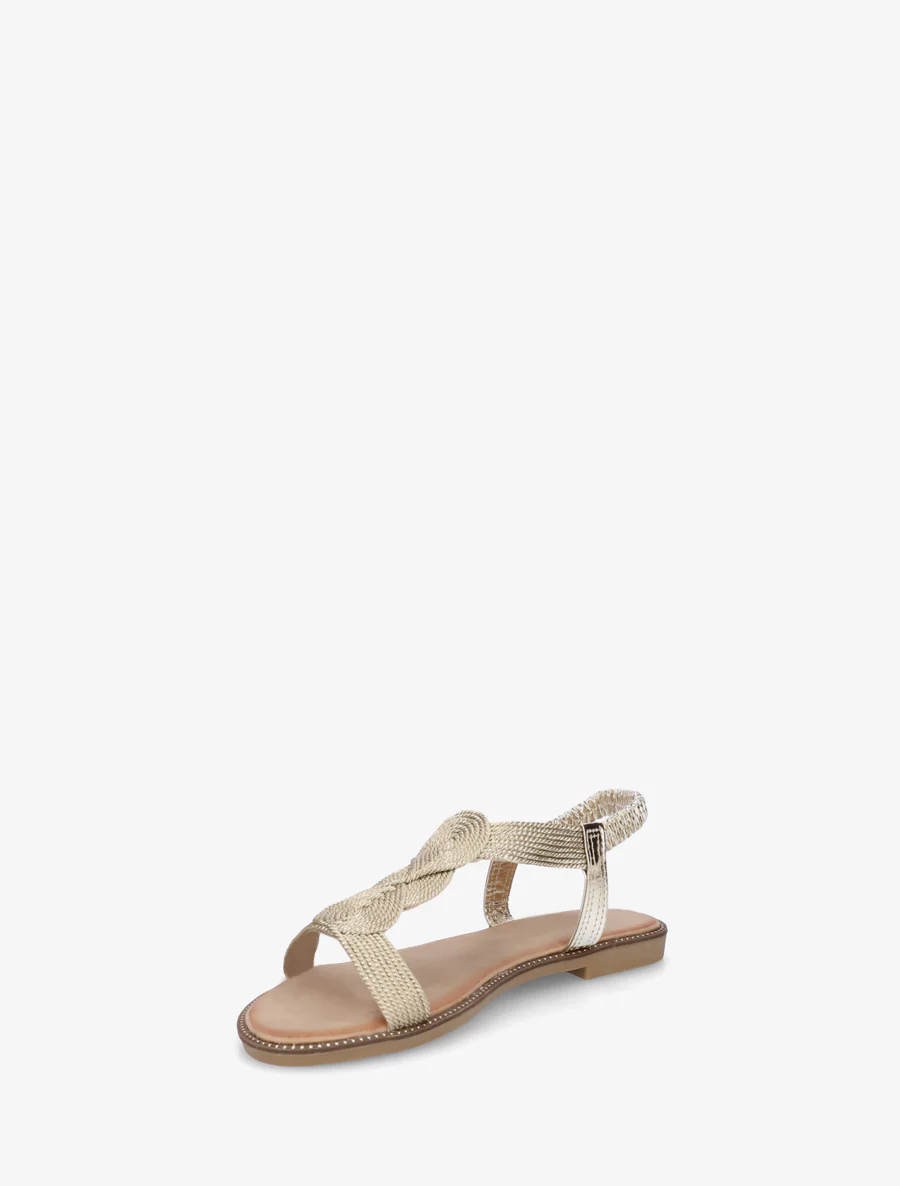 Gevlochten sandalen met elastische enkelband. - Goud - Image 3