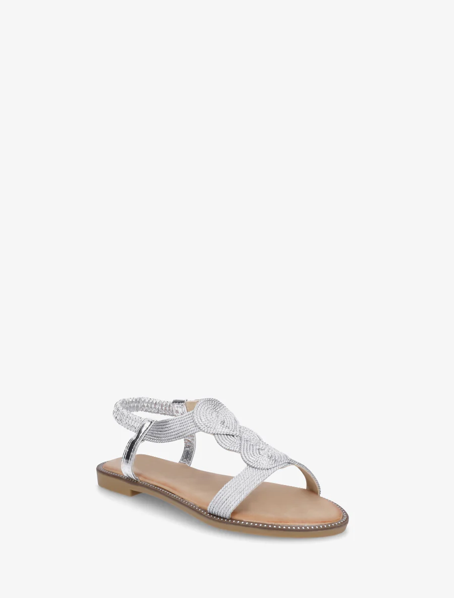 Gevlochten sandalen met elastische enkelband. - Geld - Image 2