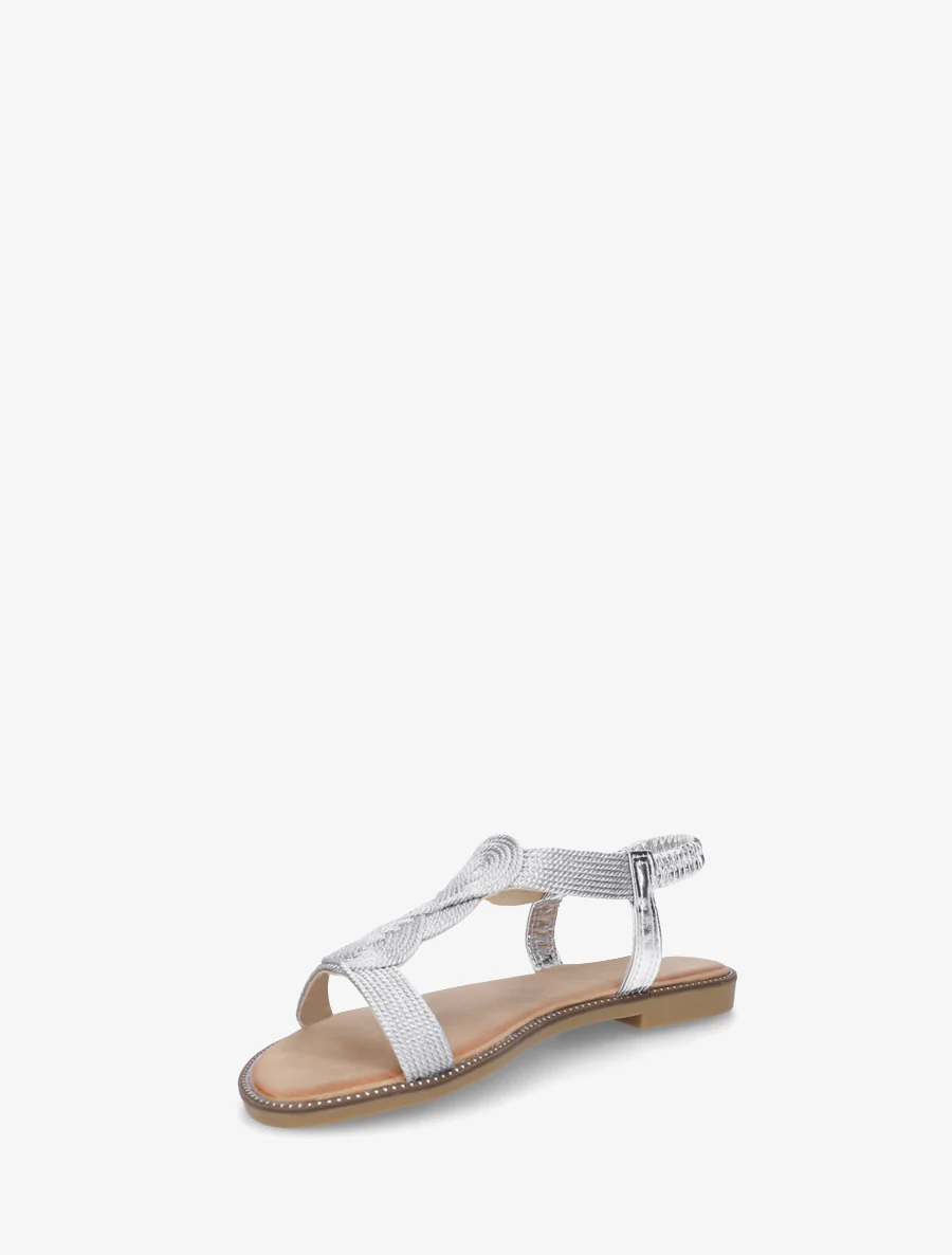 Gevlochten sandalen met elastische enkelband. - Geld - Image 3