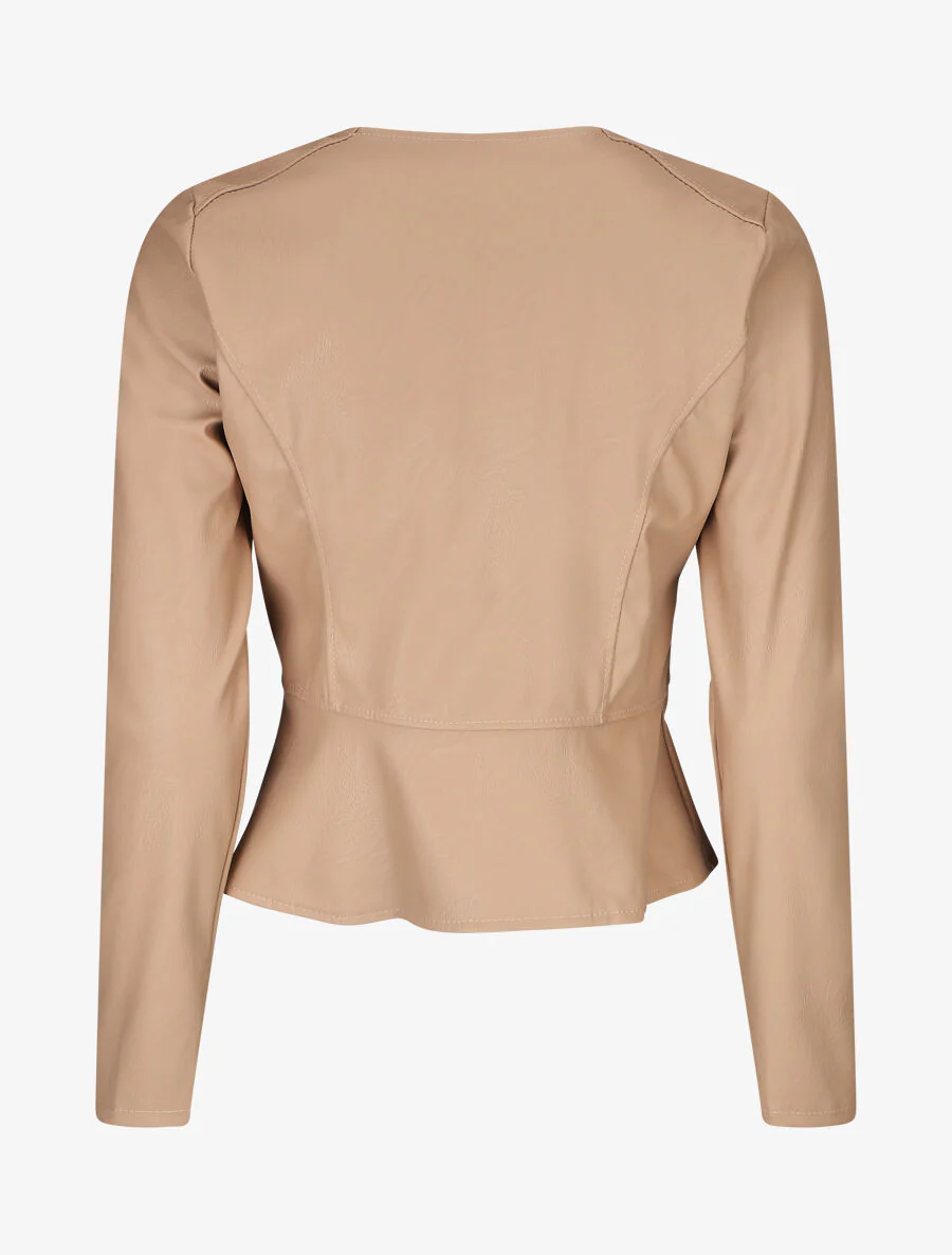 Gevoerde ritsjas in imitatieleer - Beige - Image 2