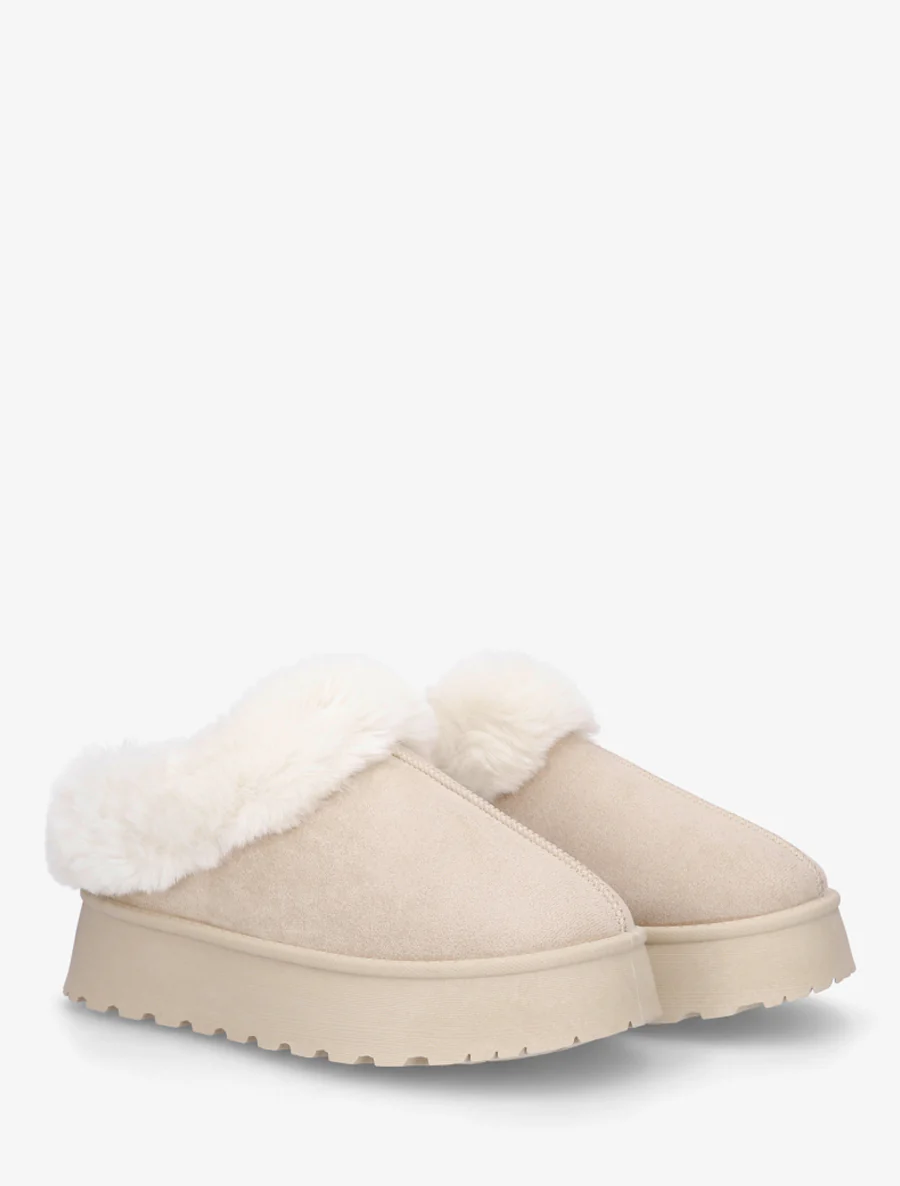 Gewatteerde muiltjes met dikke zool - Beige - Image 4