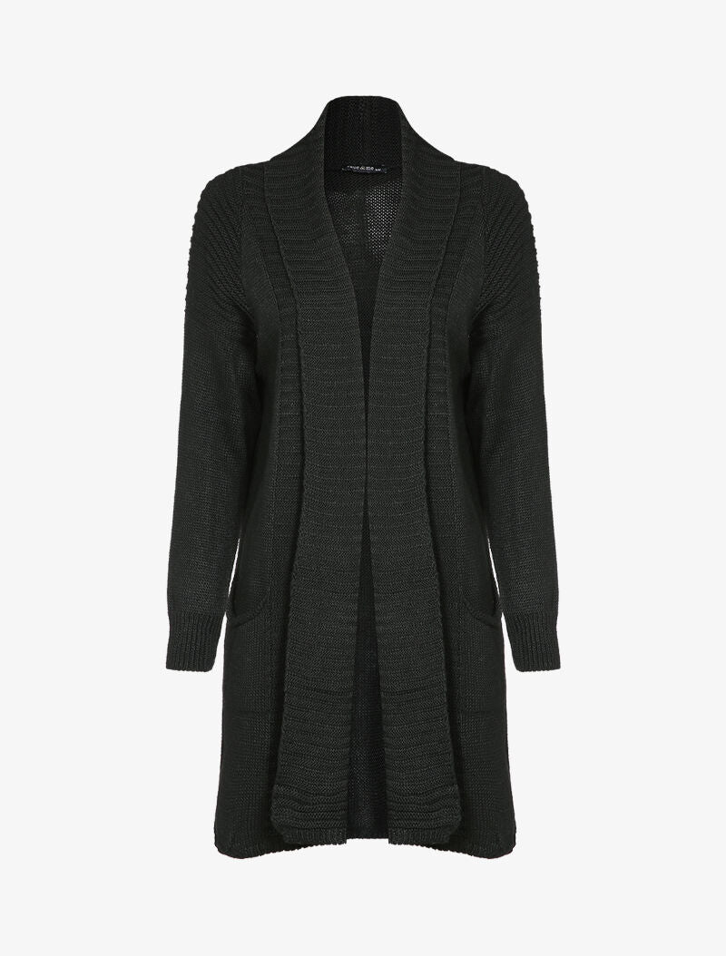 Halflang vest met sjaalkraag - Zwart