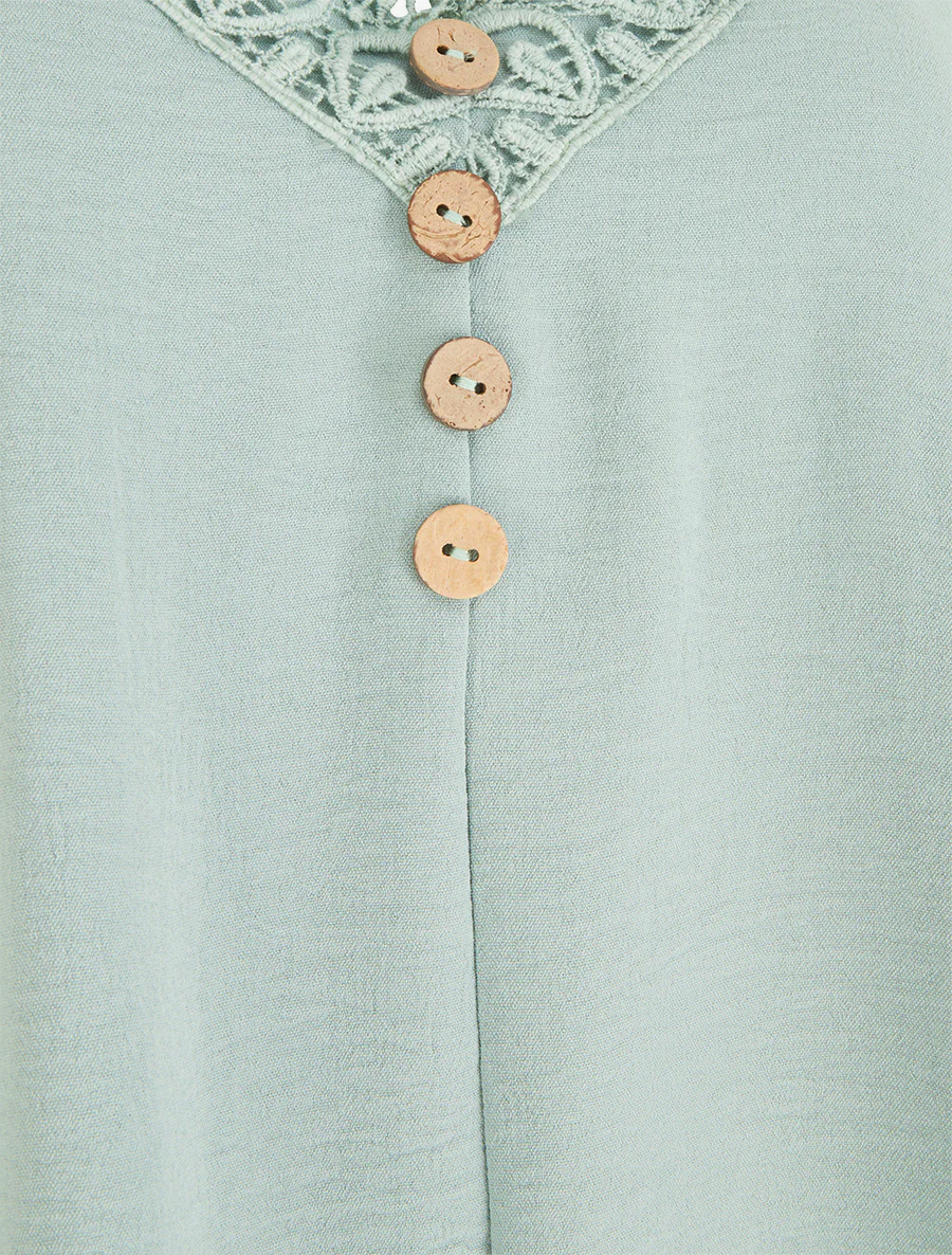 Gilet met decoratieve knopen en borduurwerk - Watergroen - Image 3