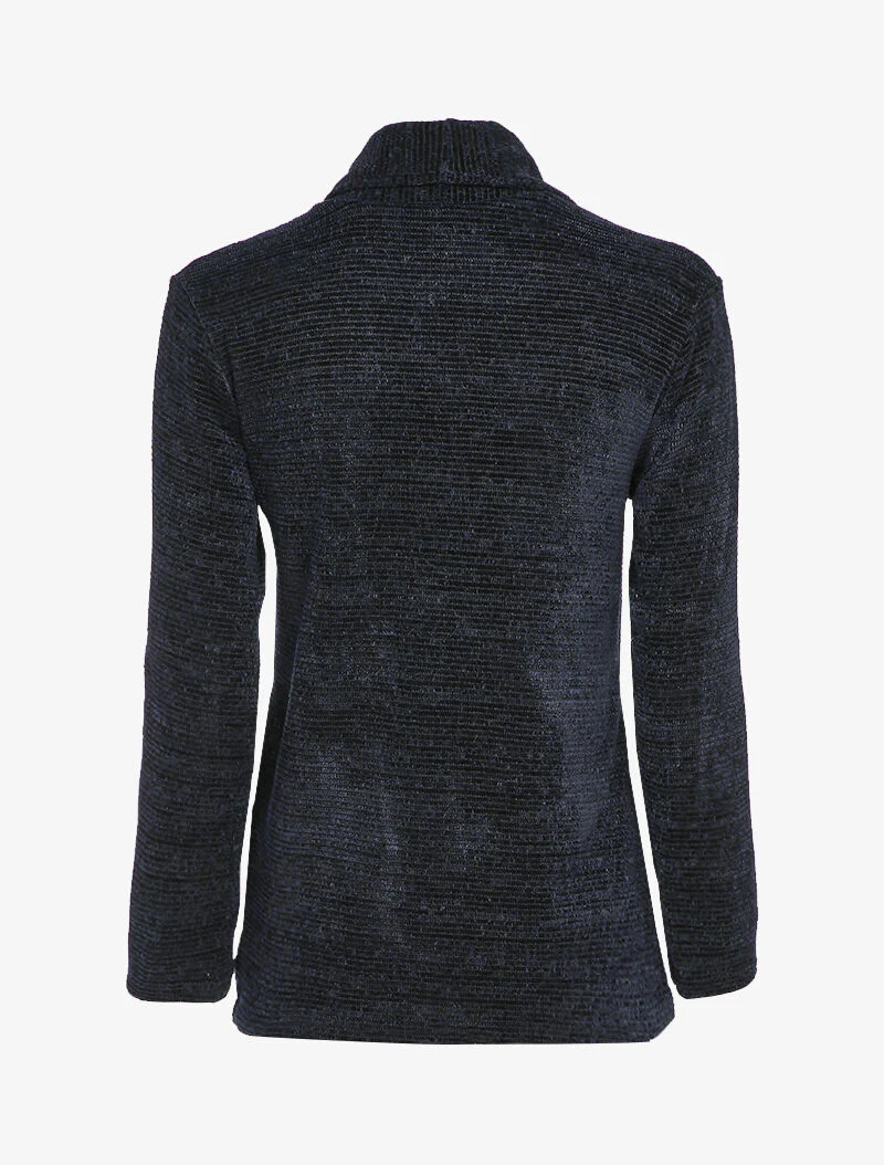 Getextureerd vest met sjaalkraag - Marineblauw - Image 2