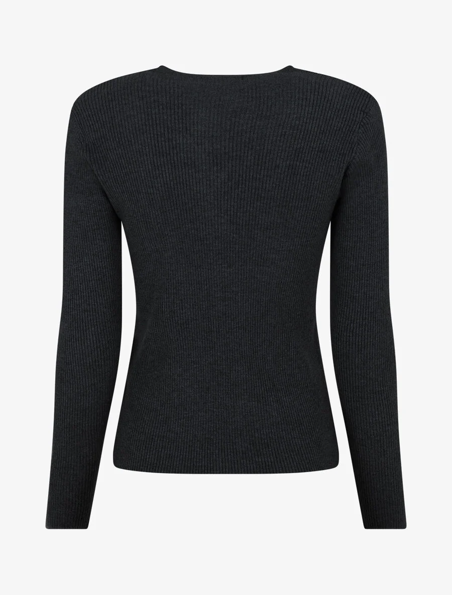Gilet van ribbreisel met rits - zwart - Image 2
