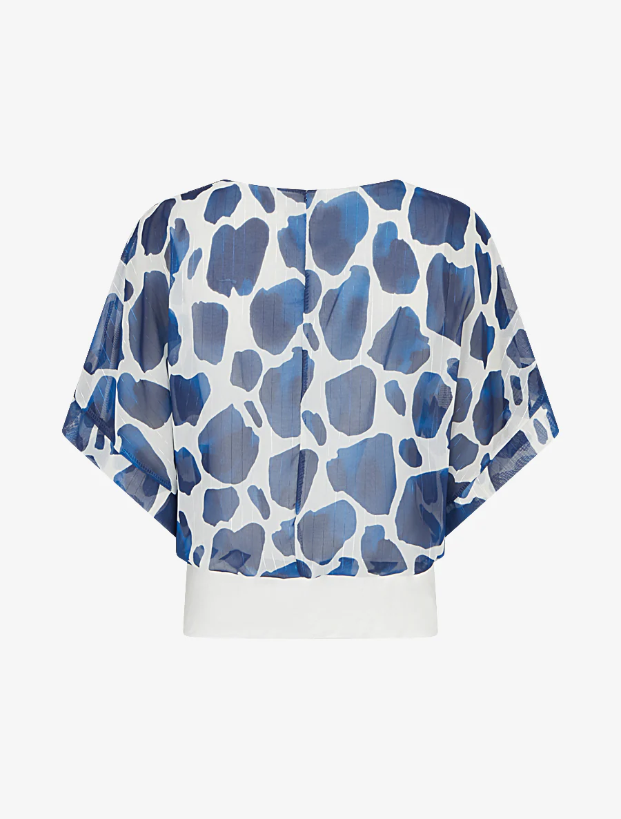 Giraffeprint top met iriserende strepen - Marine - Image 2