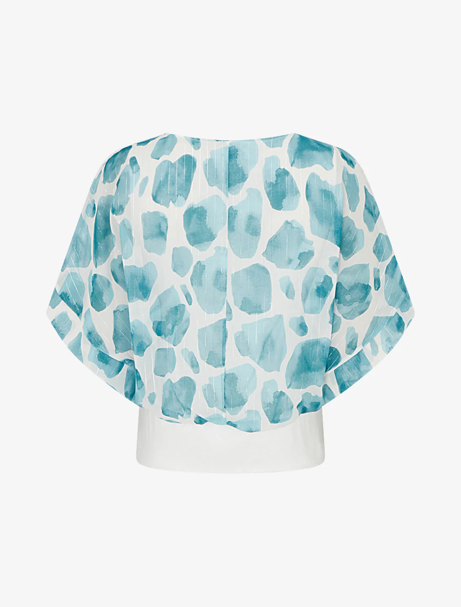 Giraffeprint top met iriserende strepen - Turkoois - Image 2