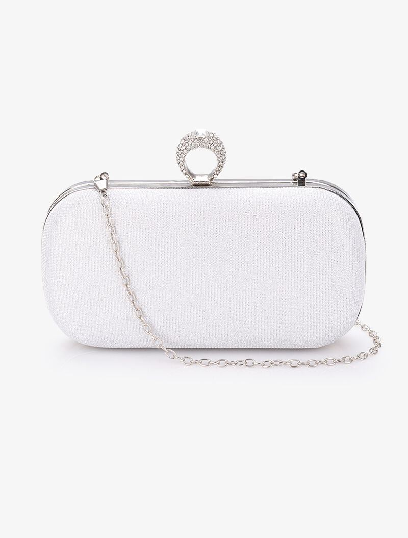 Glitter clutch met ring sluiting - Zilver - Image 3