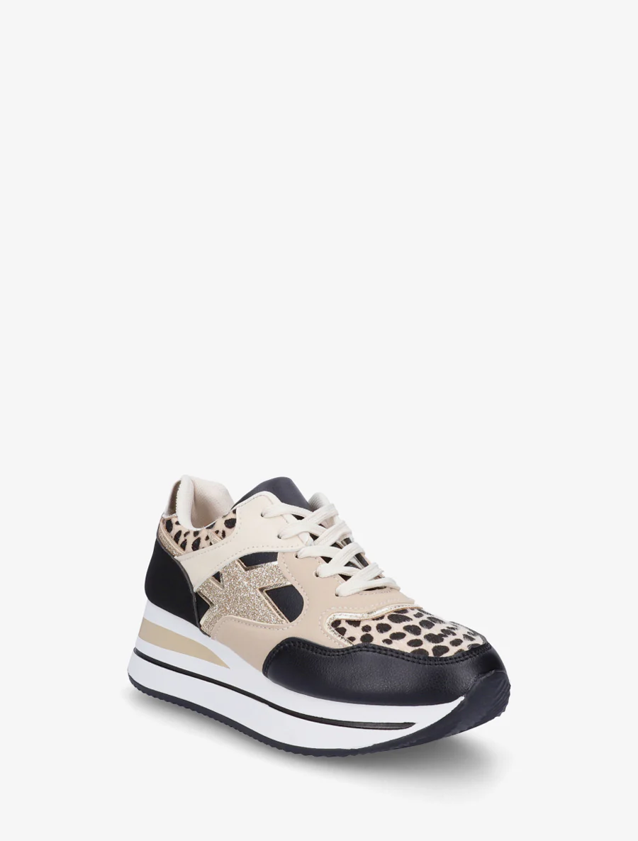 Glitter en luipaardprint sneakers - Zwart - Image 2