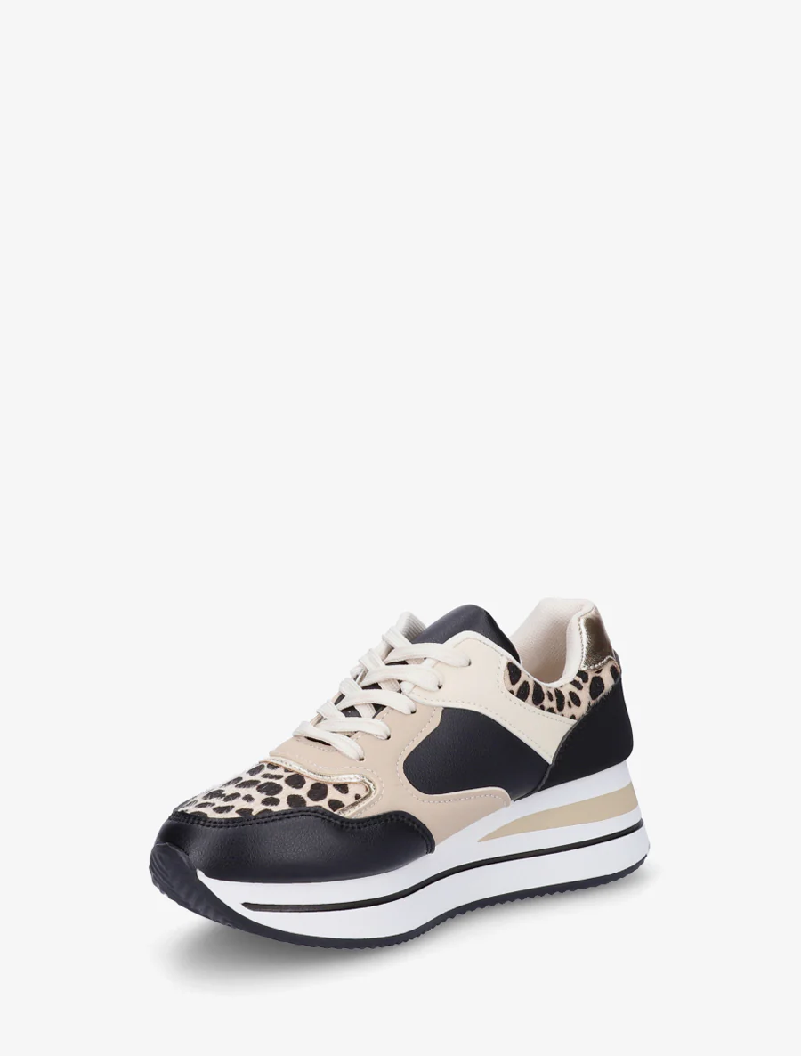 Glitter en luipaardprint sneakers - Zwart - Image 3