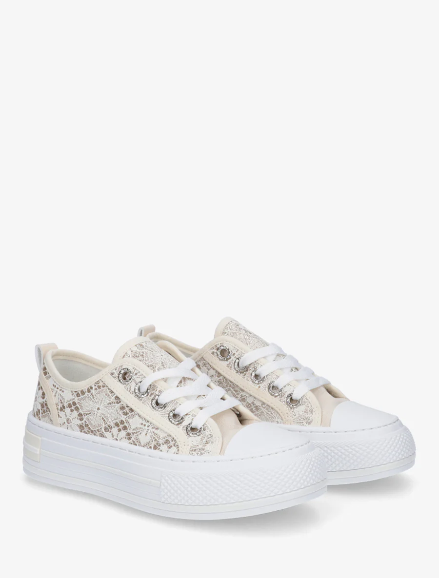 Glitter kant sneakers - Beige - Image 4