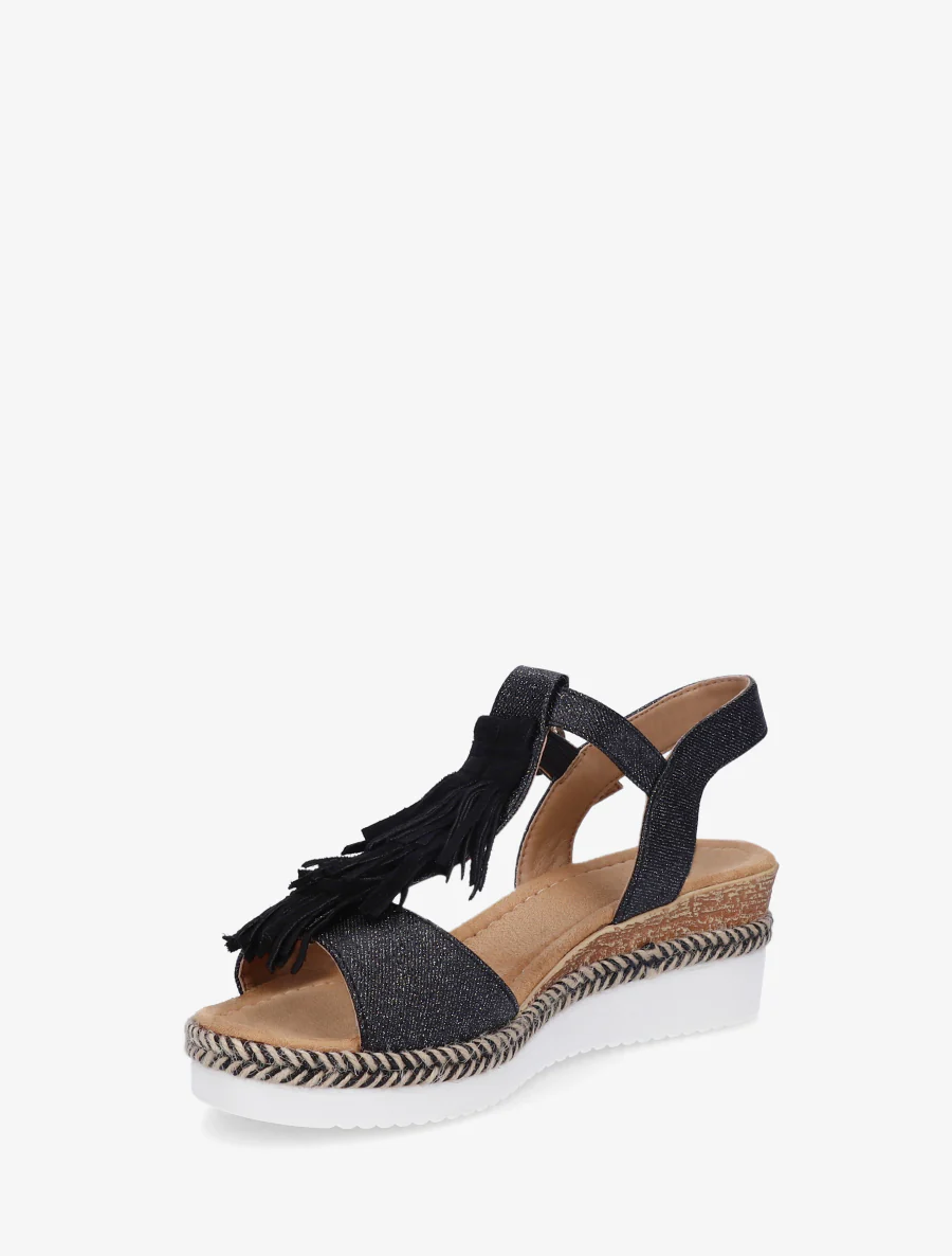 Glitter sandalen met franjes van suèdine - Zwart - Image 3