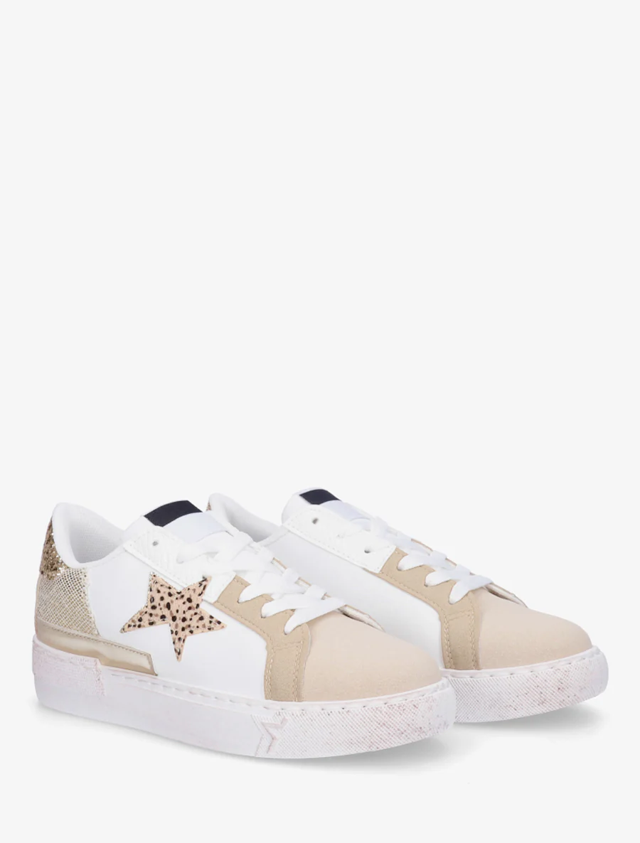 Glitter sneakers en gespikkelde ster - Wit - Image 4