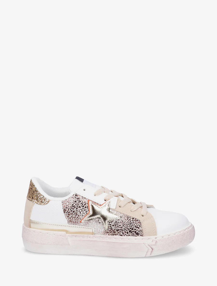 Glitter sneakers met iriserende ster - Goud