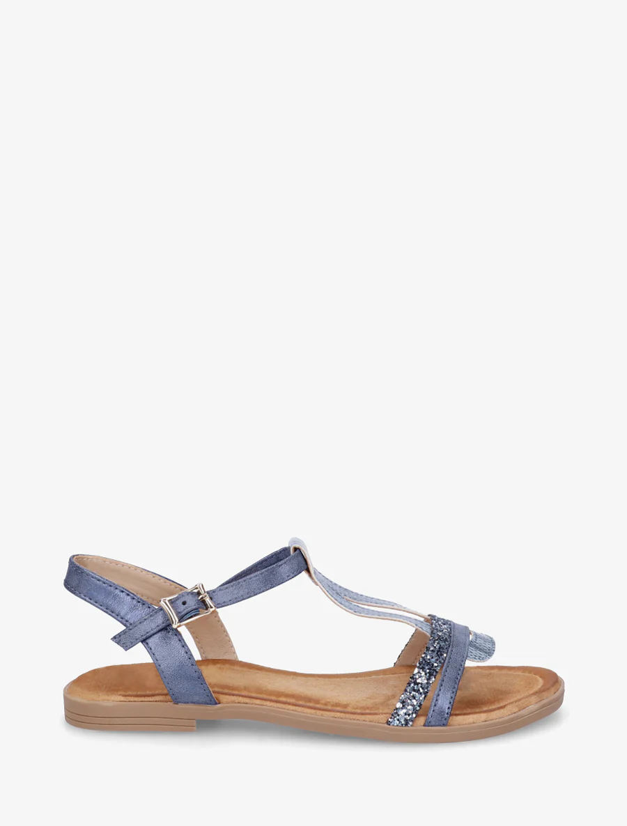 Glitter T-riem sandalen - Blauw