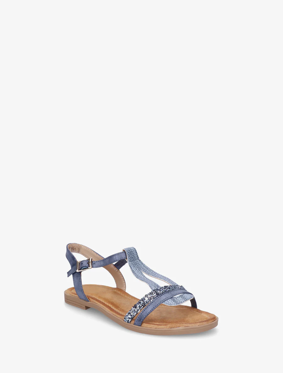 Glitter T-riem sandalen - Blauw - Image 2