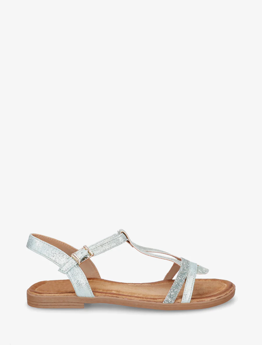 Glitter T-riem sandalen - Watergroen