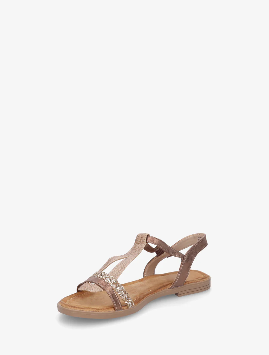 Glitter T-riem sandalen - Kameel - Image 3