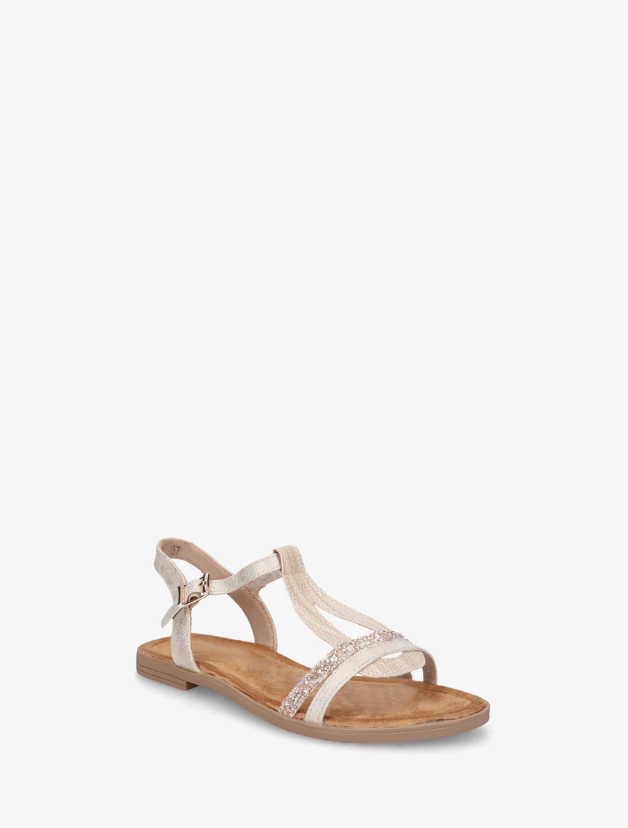 Glitter T-riem sandalen - Beige - Image 2