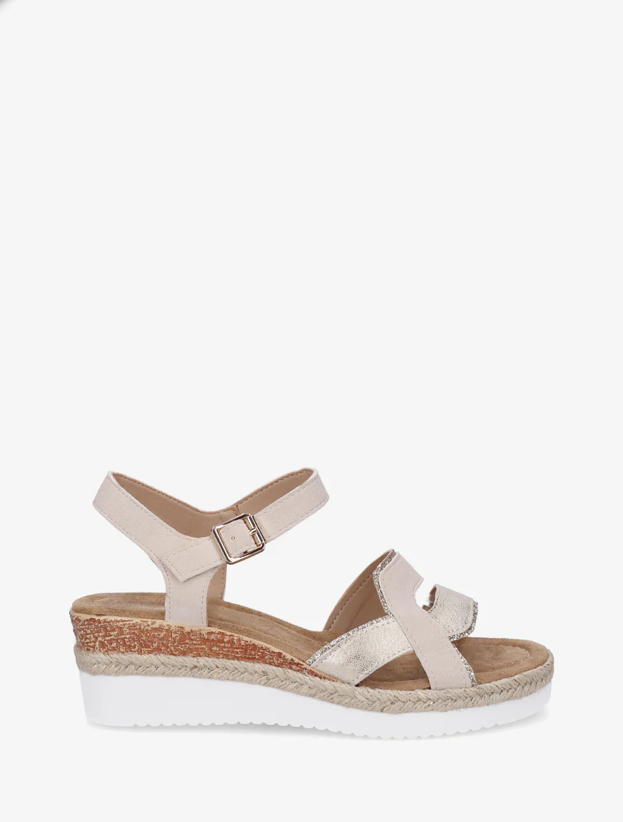 Glitterende fantasieband sleehaksandalen - Beige