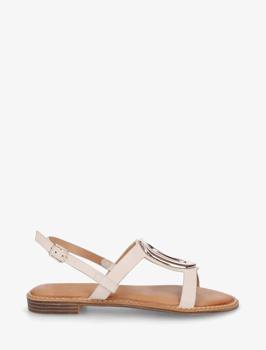 Gouden metalen sierlijke sandalen - Beige
