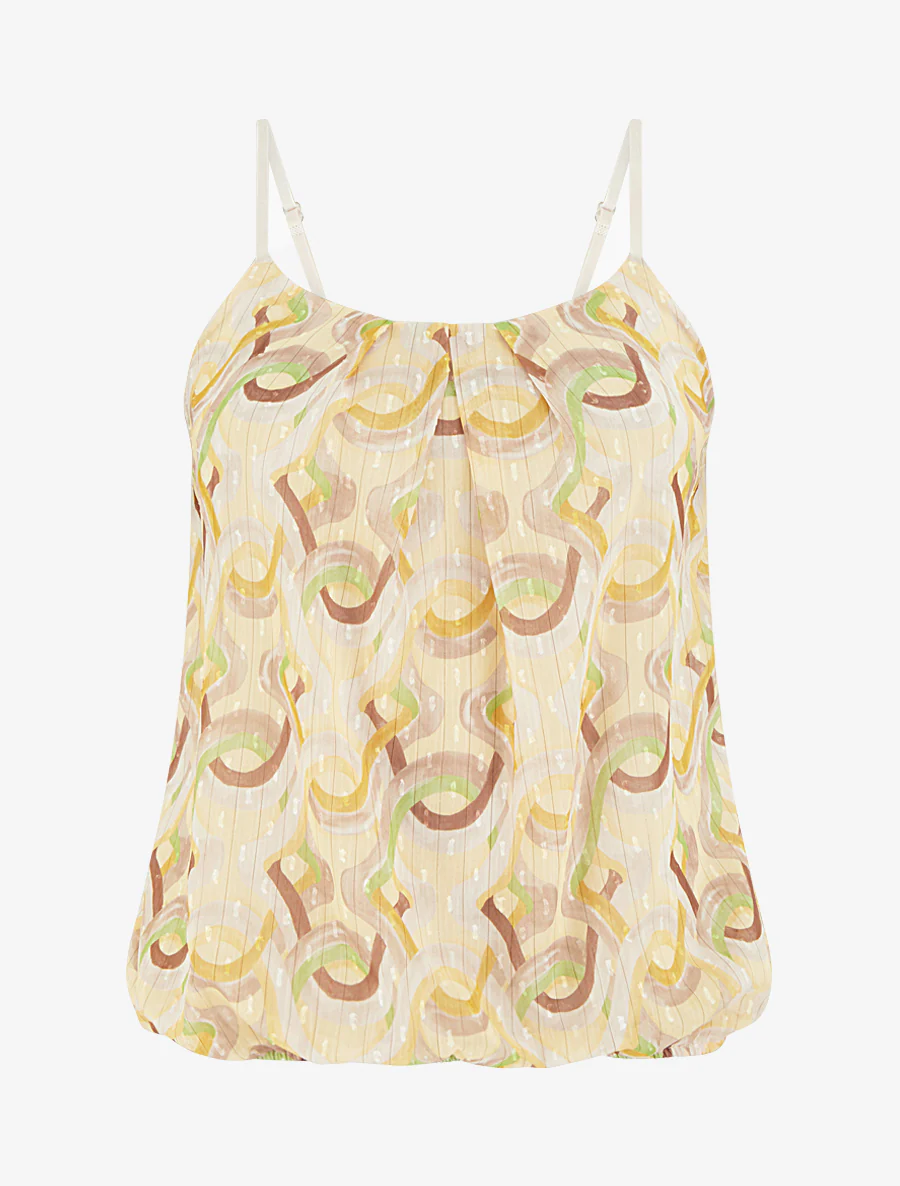 Grafisch bedrukte bolvormige caraco - Geel