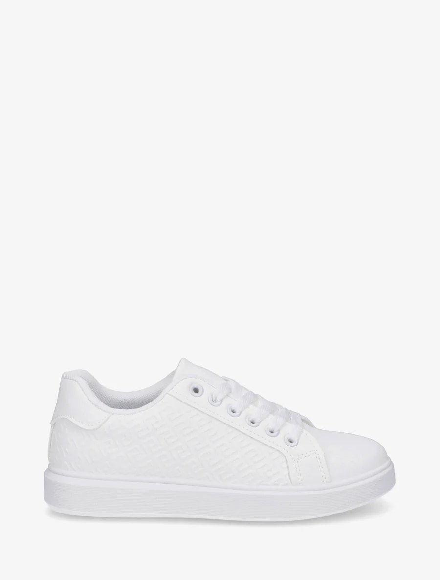 Grafisch bedrukte platte sneakers - Wit