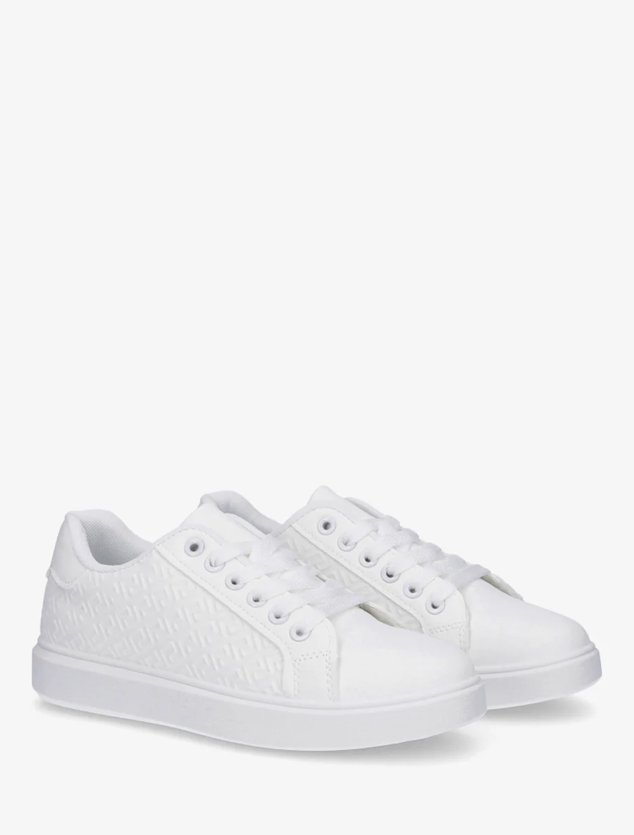 Grafisch bedrukte platte sneakers - Wit - Image 4