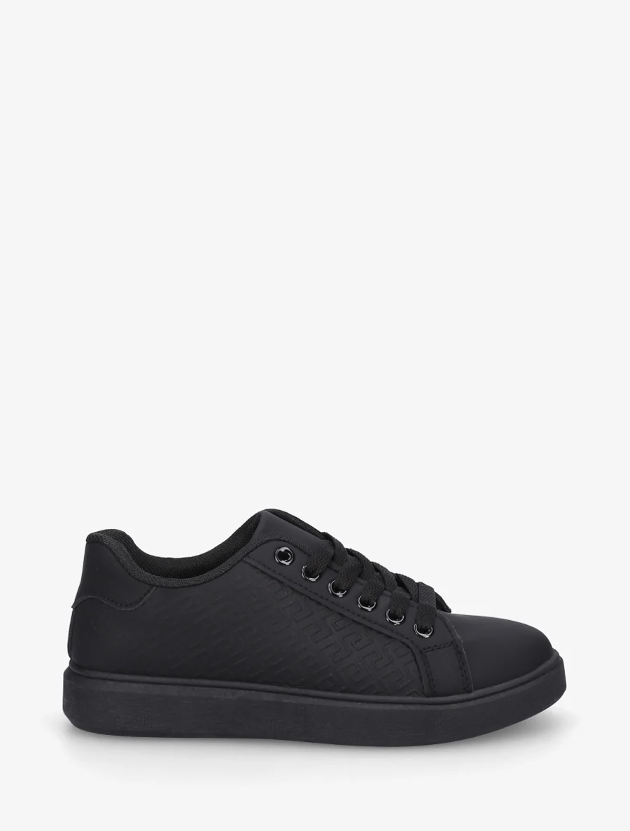 Grafisch bedrukte platte sneakers - Zwart