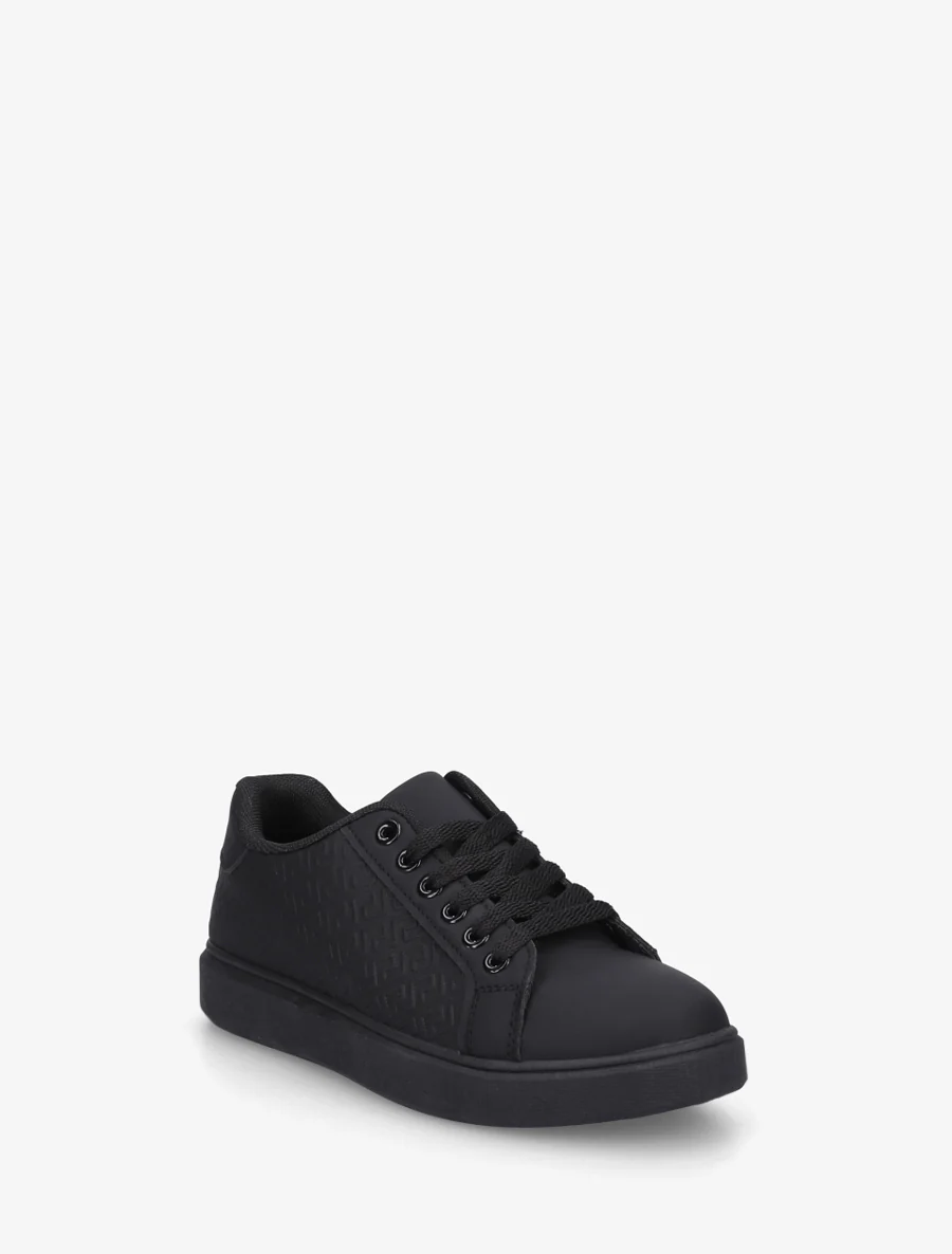 Grafisch bedrukte platte sneakers - Zwart - Image 2