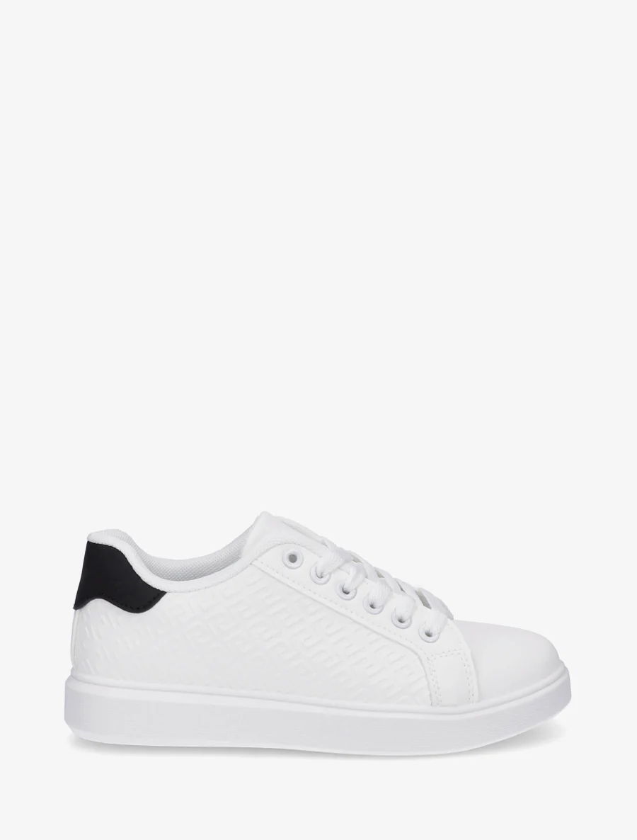 Grafisch bedrukte platte sneakers - Zwart