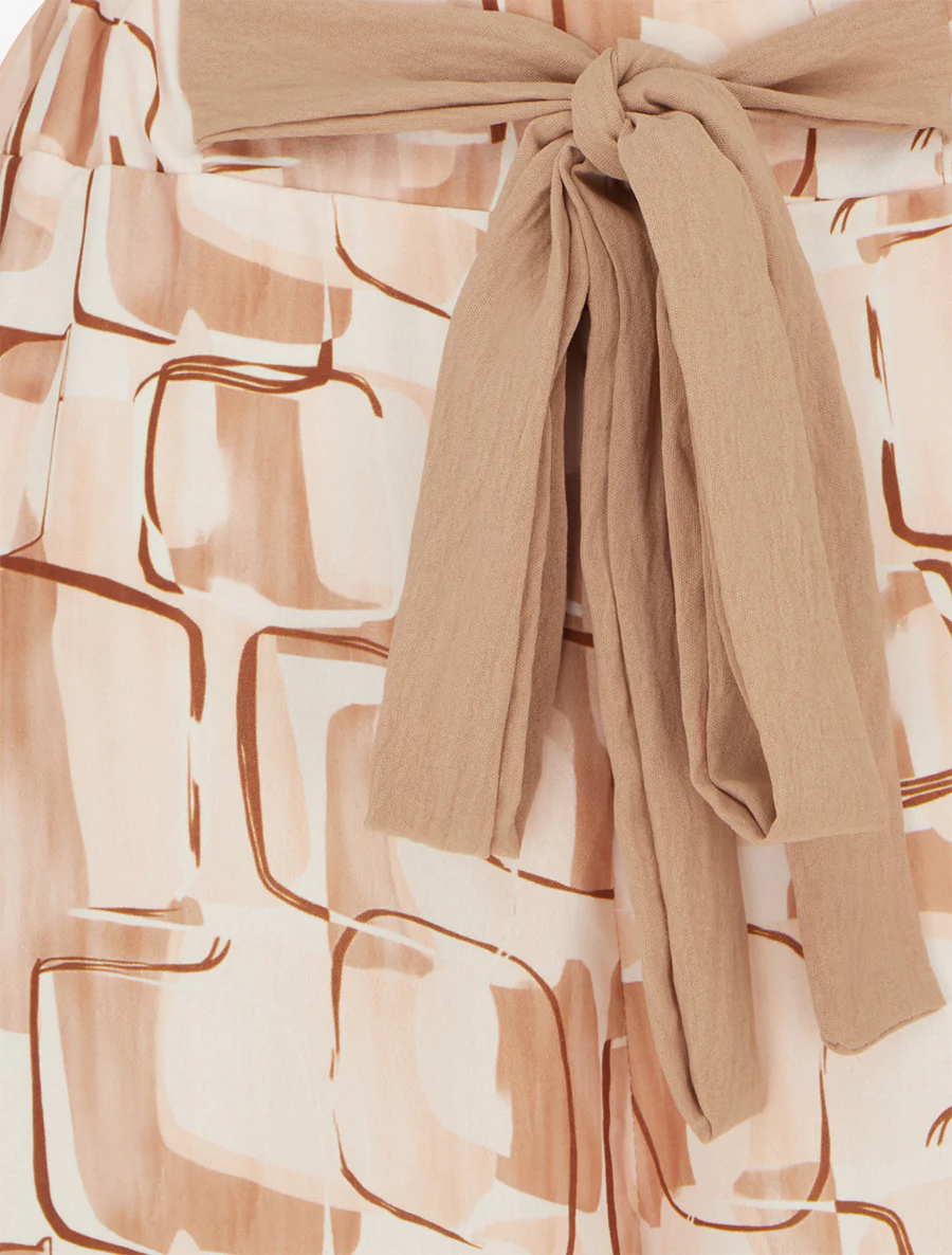 Grafisch bedrukte wijde broek - Beige - Image 3