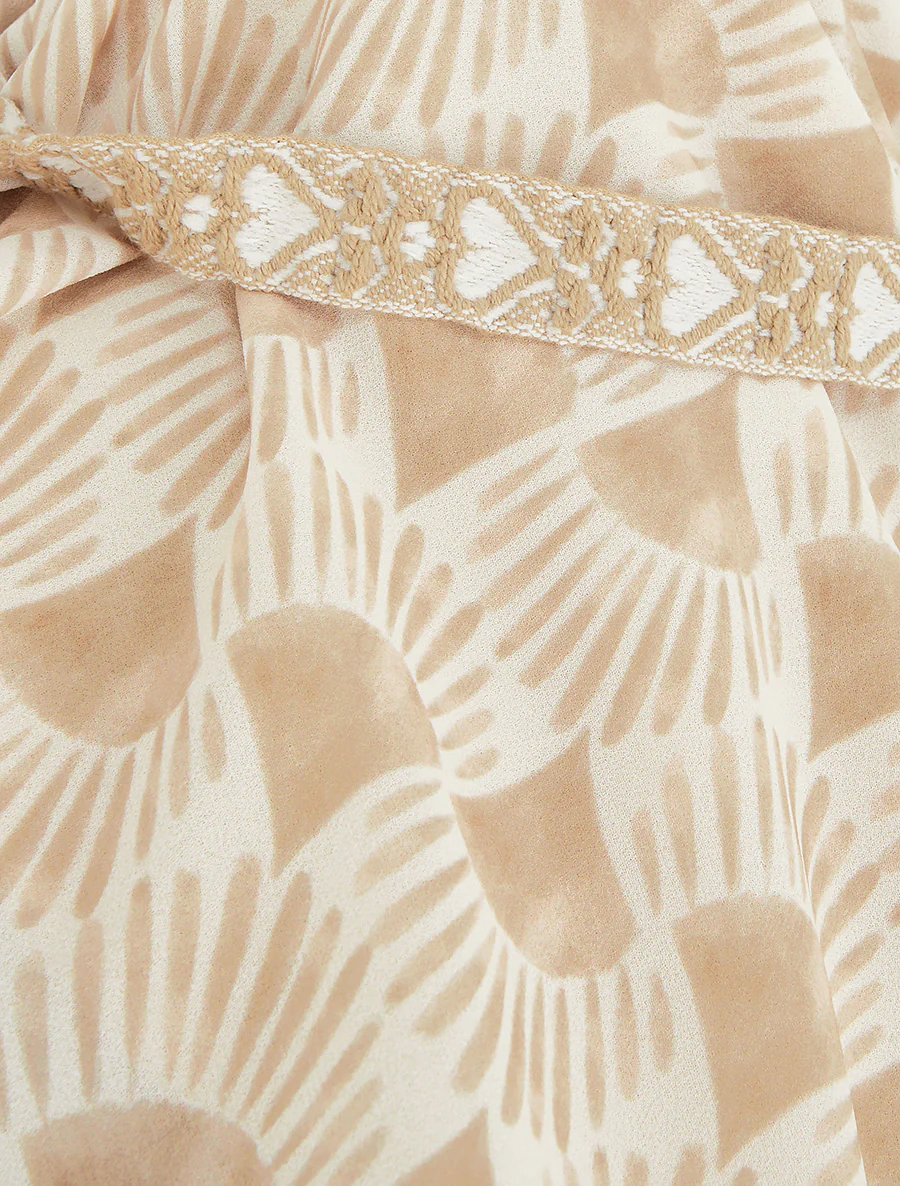 Grafisch gestileerde bedrukte caraco - Beige - Image 3