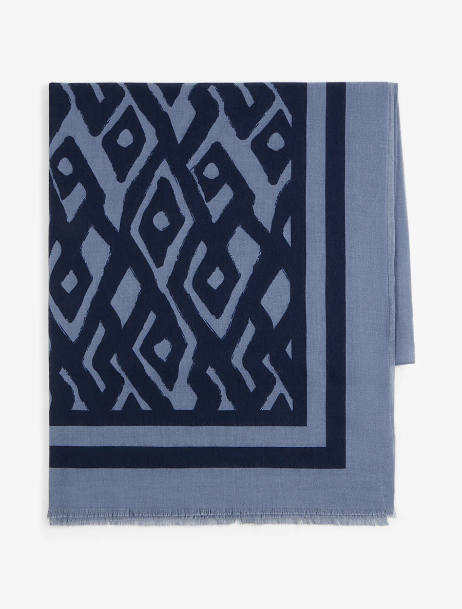 Grafisch patroon sjaal - Blauw - Image 2