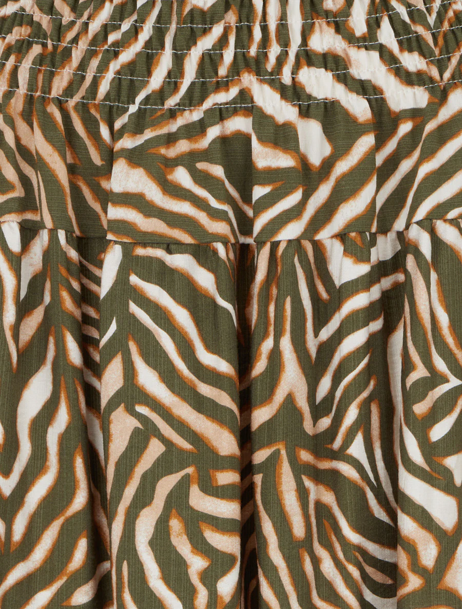 Grafische gestileerde elastische lange rok - Kaki - Image 3