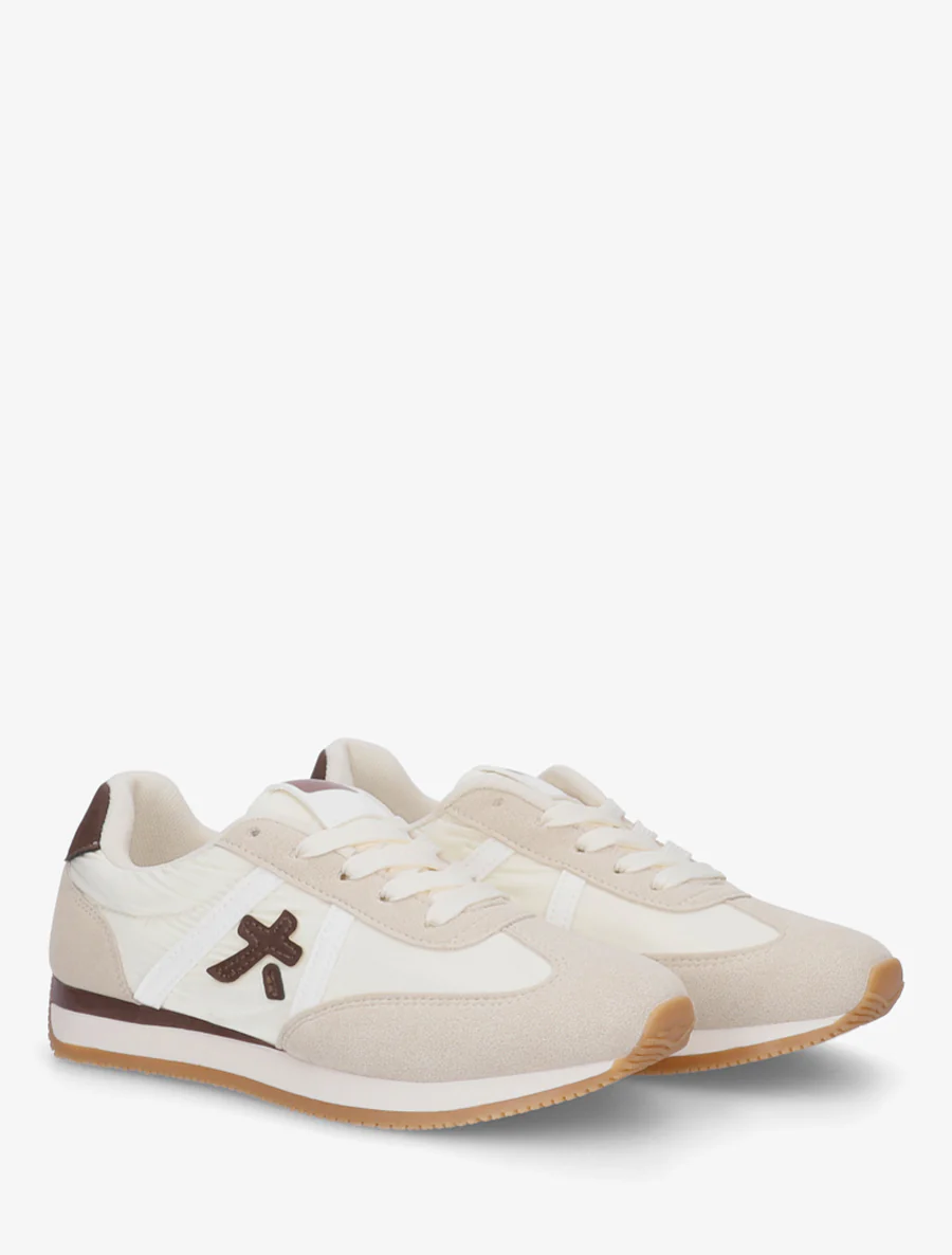 Grafische inzetstukken sneakers - Beige - Image 4
