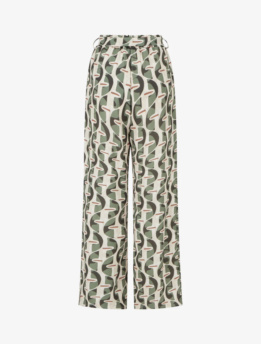 Grafische print elastische broek - Kaki - Image 2
