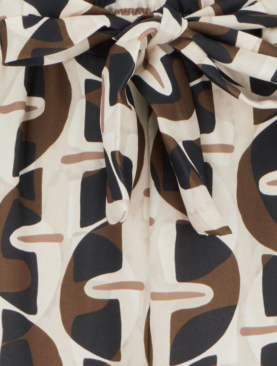 Grafische print elastische broek - Zwart - Image 3
