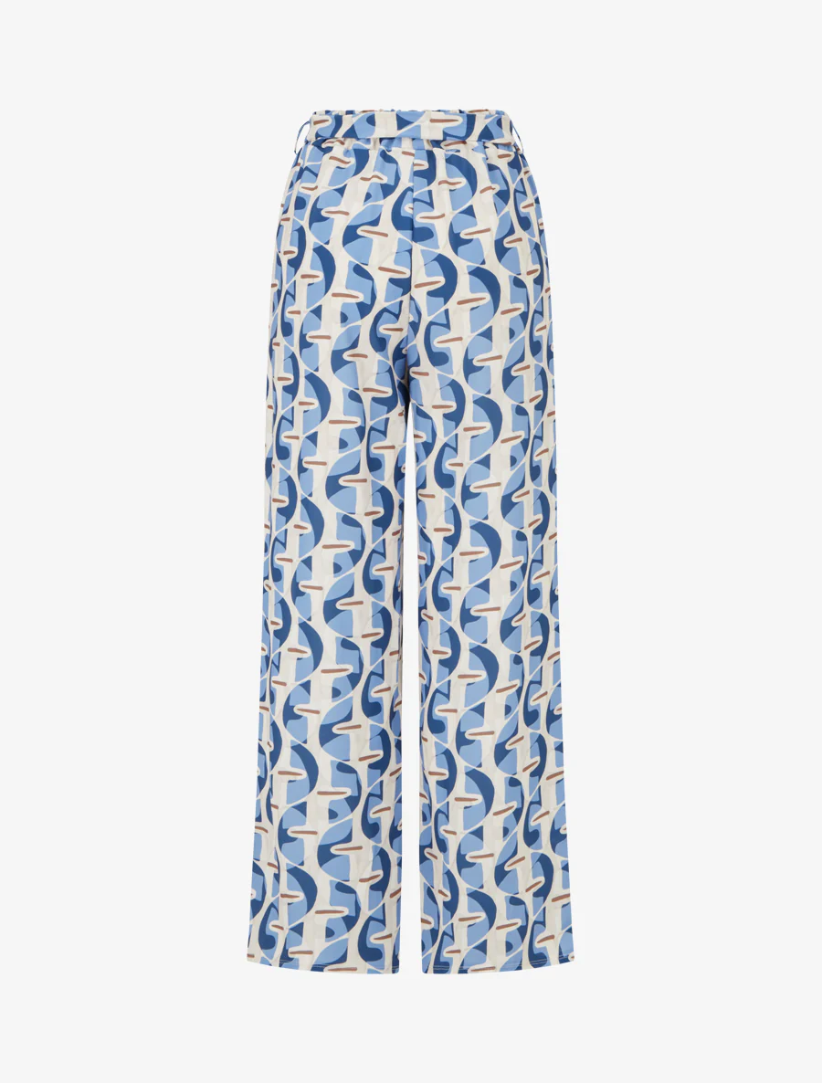 Grafische print elastische broek - Lichtblauw - Image 2