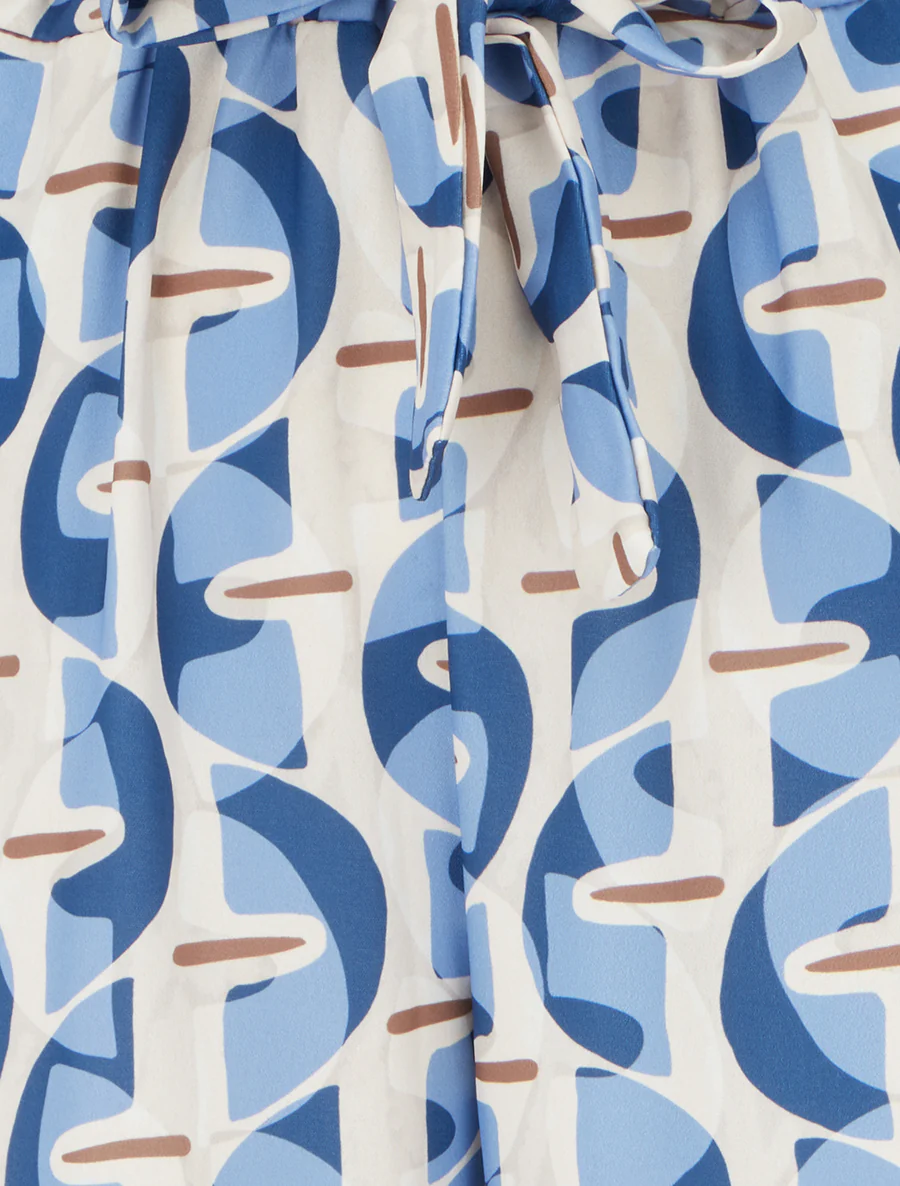 Grafische print elastische broek - Lichtblauw - Image 3