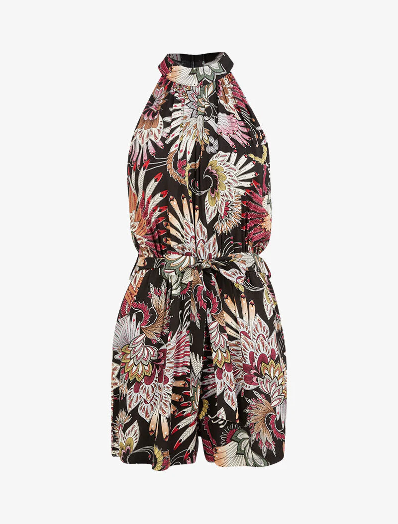 Grafische print jumpsuit - zwart - Image 2