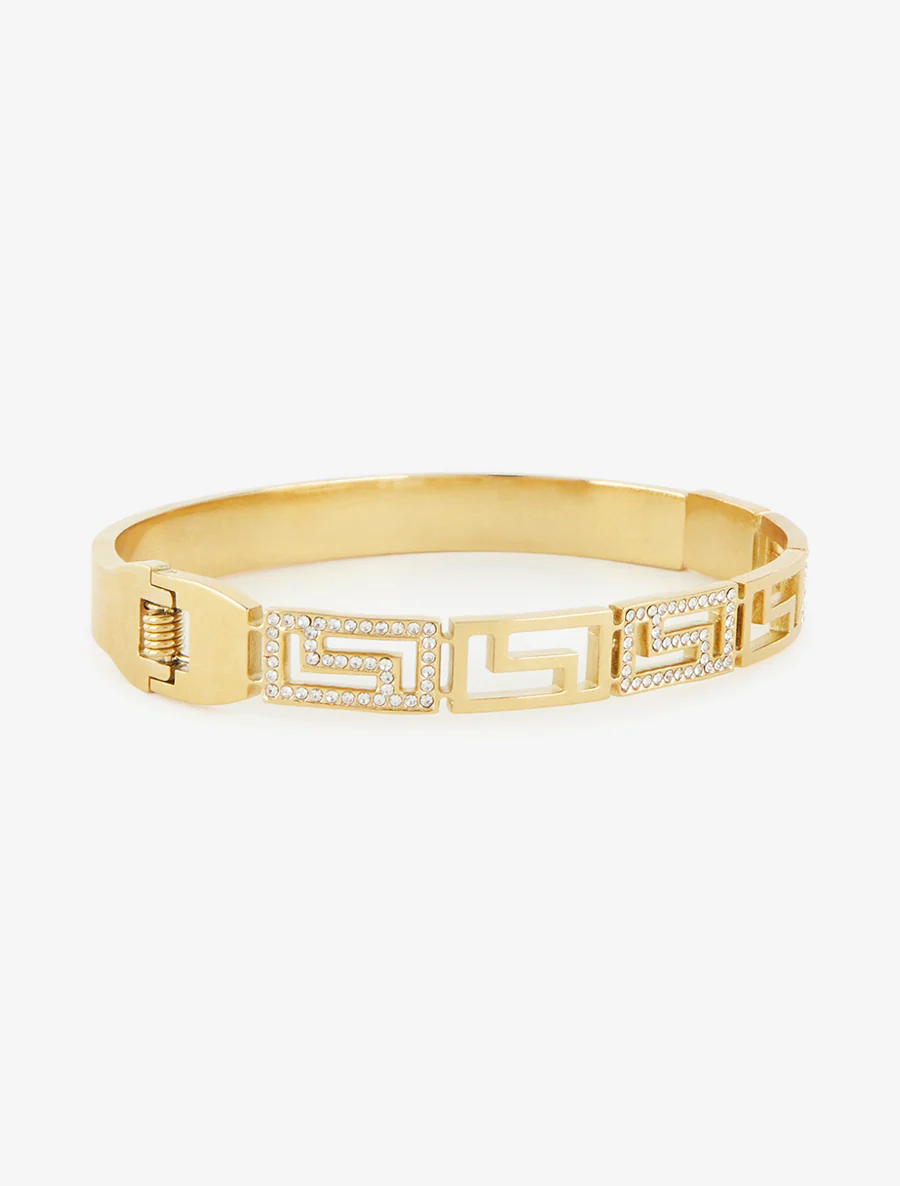 Griekse motief armband versierd met witte zirkonen - Goud - Image 2