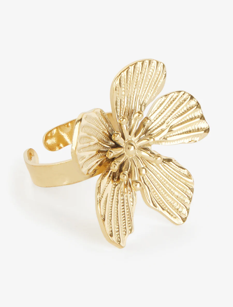 Grote bloemenring - Goud - Image 2